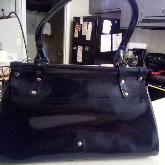 Beijo Patent Dark Blue Purse - Picture 4 of 14